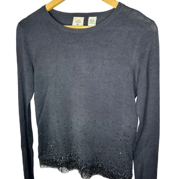 Todd Oldham Rare Vintage TO2 Black 100% Silk Sequin Unique Light Sweater Medium - Picture 2 of 5